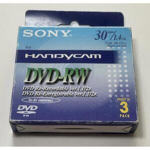 Sony Handycam DvD-RW 30m / 1.4gb 3 Pack Unopened